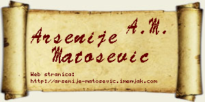 Arsenije Matošević vizit kartica